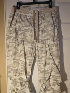 Calvin Klein Neutral Beige Camo Cropped Cargo Pants
